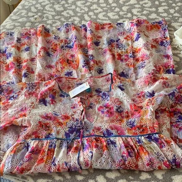 JOHNNY WAS SUMMER DAYS EYELET TIERED MIDI DRESS 
Multi color size large - Picture 3 of 9